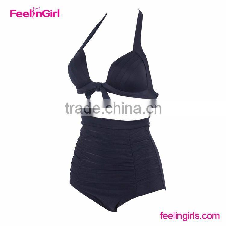 Accept OEM Hot Sale Girl High Waisted Swimsuit