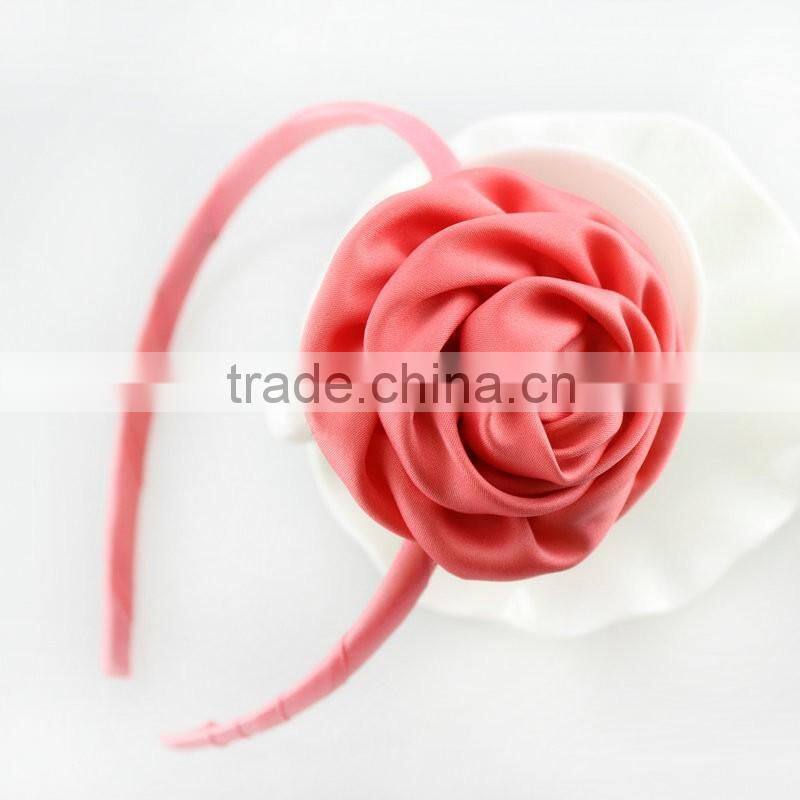 Satin Rolled Rose Headband,Headmade Flower Headband For Kids