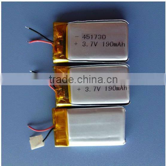 451730 Li-polymer Rechargeble battery 3.7v 170mah 190mah