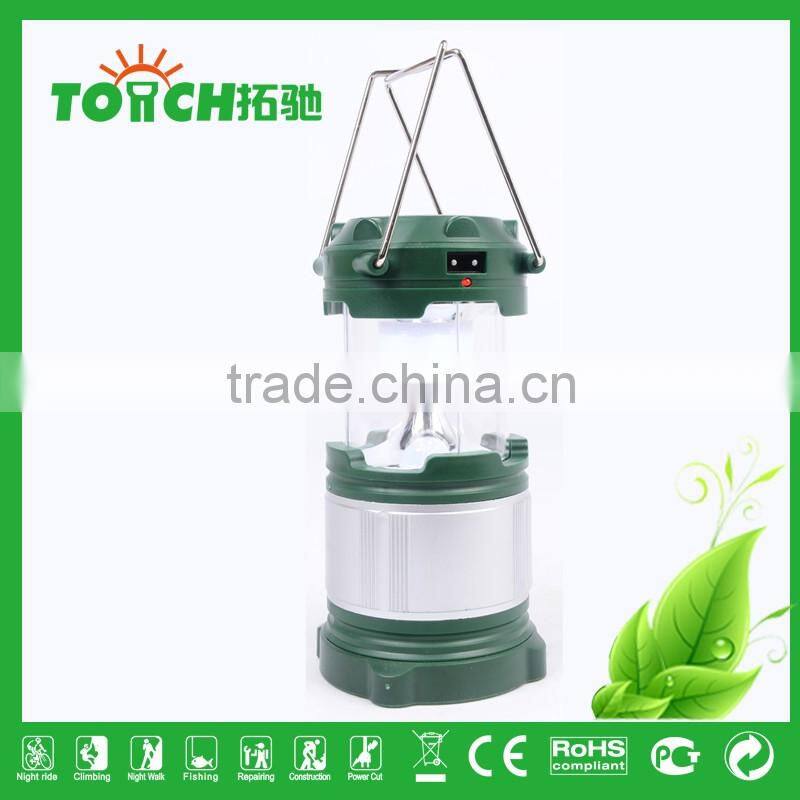 Green Color Rechargeable Lantern ABS Plastic Camping Lantern 3*AA Battery with Solar Charger Camp Lantern Light
