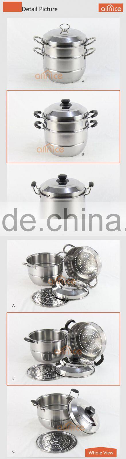 Allnice-New design #430 stainless steel 2-layer 15-qt durable Multipots & Steamers with steel lid and bakelite handles&knob