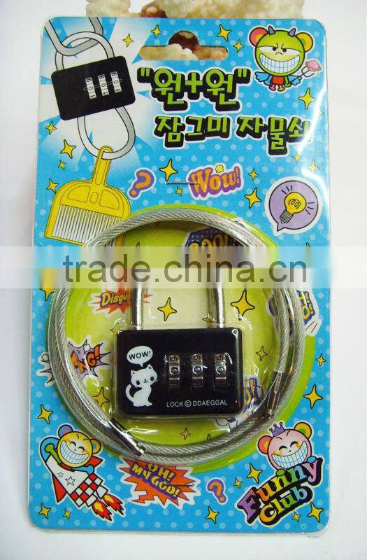 Promotion price cartoon travel wire locks cute password lock