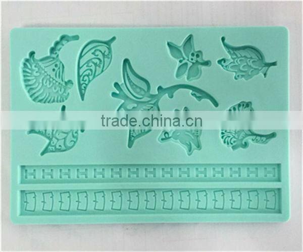 Flexible Hot Selling silicone lace molds for cake decorating
