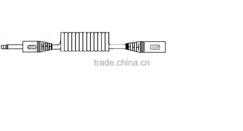 tinned copper PU jacket spiral cable with 6.35mm mono straight plug