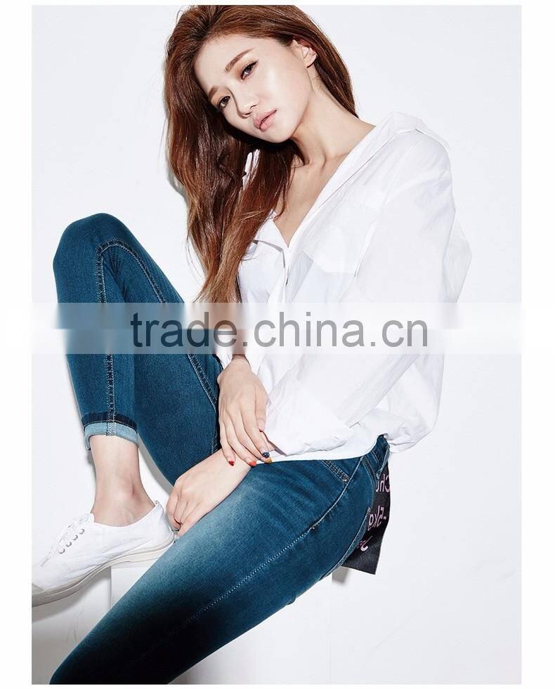 Women's Basic Design Cotton Long Sleeve Boy-Friend Style Shirt Blouse Solid White