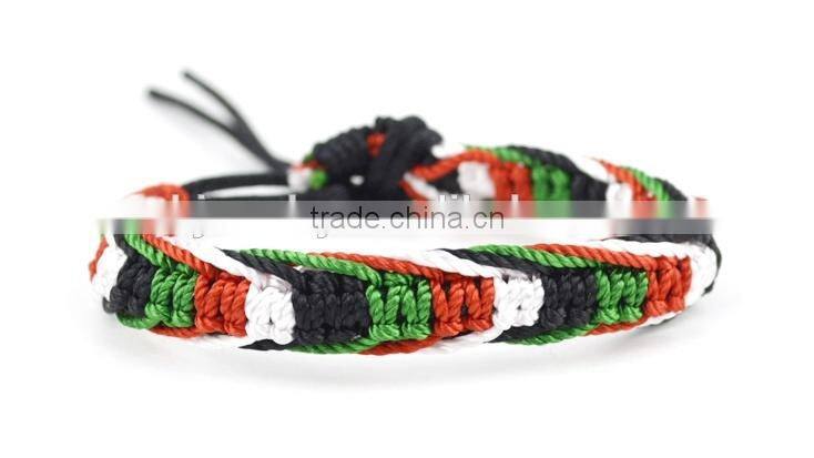 Hot Sale Wholesale handmade red/yellow/green braided friendship bracelet
