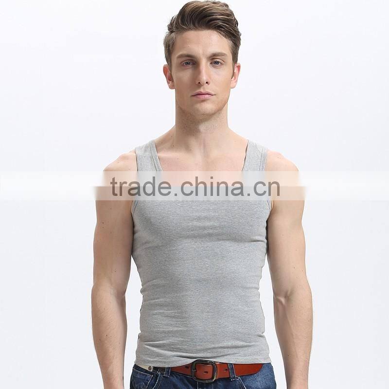 square-cut collar neck style men cotton casual muscle vest plain waistcoat new design sexy tight gym vest for men