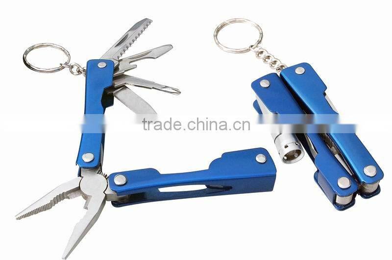 multi-tool with knife, screwdriver, bottle opener, pliers, and LED light