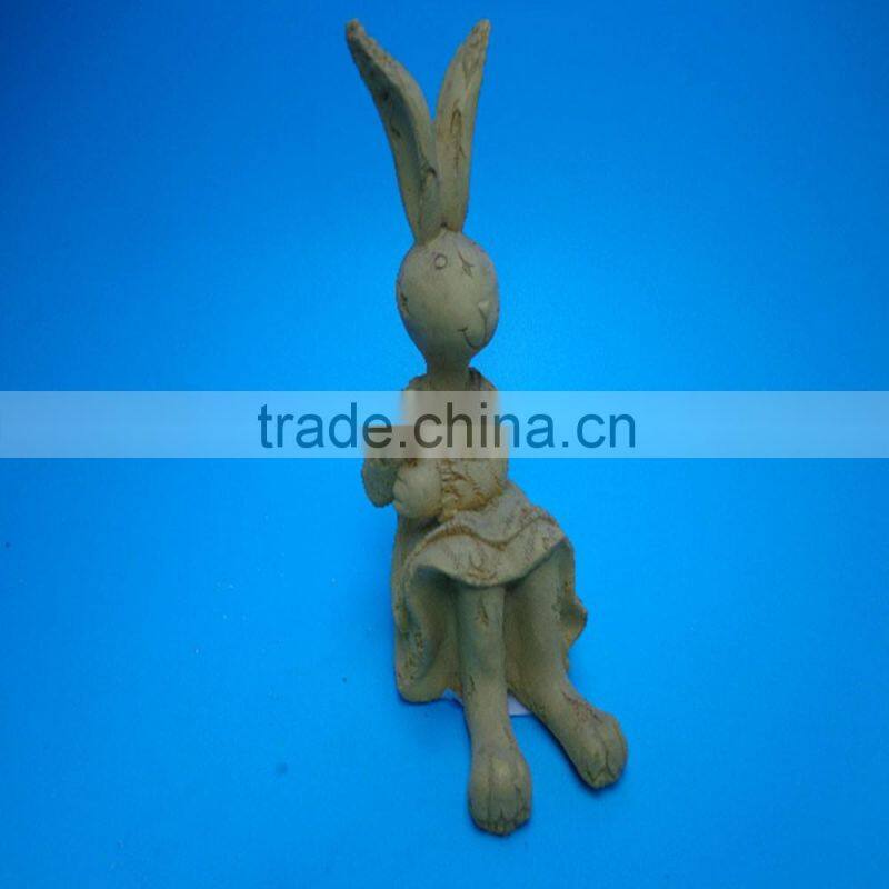 livelike Polyresin animal miniature rabbit for spring garden decorations