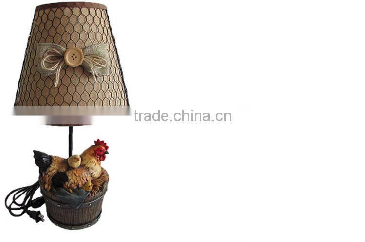 resin craft led table lamp in the shape of chicken