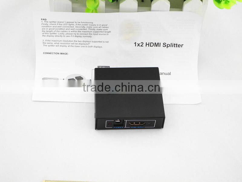 HDMI Splitter 3D 1 Input 2 Output Amplifier Switch Box Hub 1x2 HDTV 1080p 3D