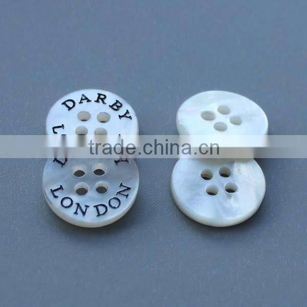 Custom 4 holes round black natural akoya shell buttons for cuff