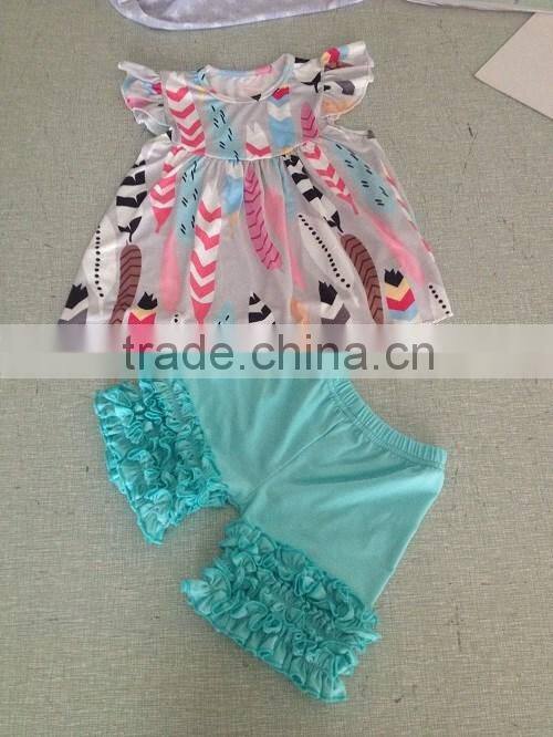 2016 New Design 100% Cotton Baby Girls Boutique Clothing Adorable Colorful Stripe Baby Kids Clothing Sets