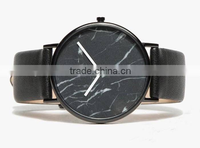 2016 Custom vogue horse marble design steel bezel minimalist watch men with quartz movement