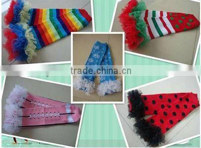 Wholesale boutique kaiya Baby christmas knitted Chevron Ruffle Leg Warmer
