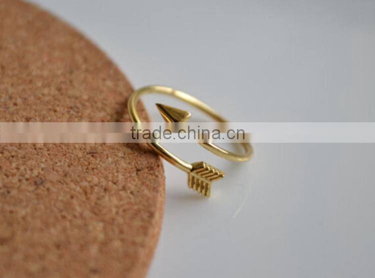 2015 Gold/Silver/Rose Gold Jewelry Brass Adjustable Tiny Arrow Rings Vintage Gold Plated Ring Women Men Jewelry/