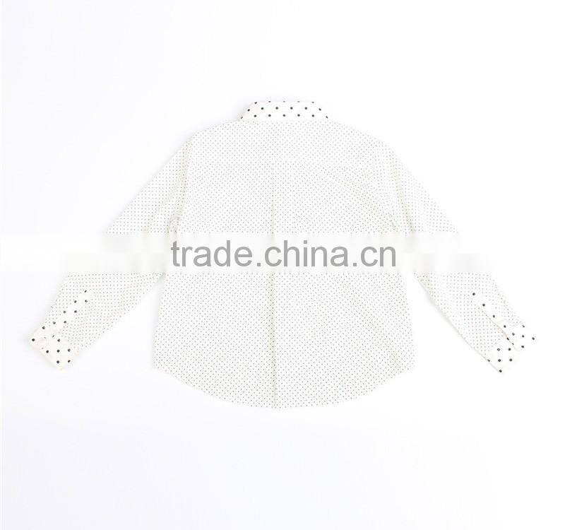 fresh white with black dots boys cotton shirt set
