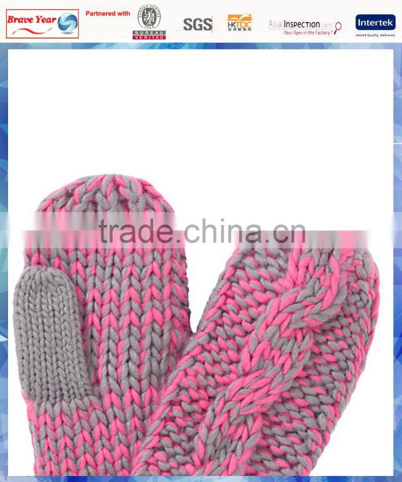 space dye cable knitted fleece lined women gloves