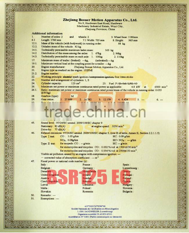 BSR EEC ON RAOD RACING BIKE 125cc for cheper pit bike BSR style cheap sale from China