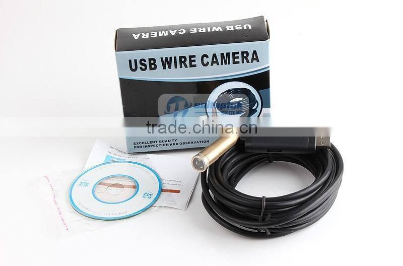 5m Waterproof USB Tube Wired Drain Inspection Camera Snake Camera Waterproof Wire Endoscope 4 White LEDs