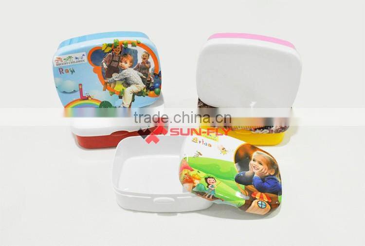 NEW 3D Sublimation Plastic kids Bento lunch box with lock 3D Blank lunchbox OEM
