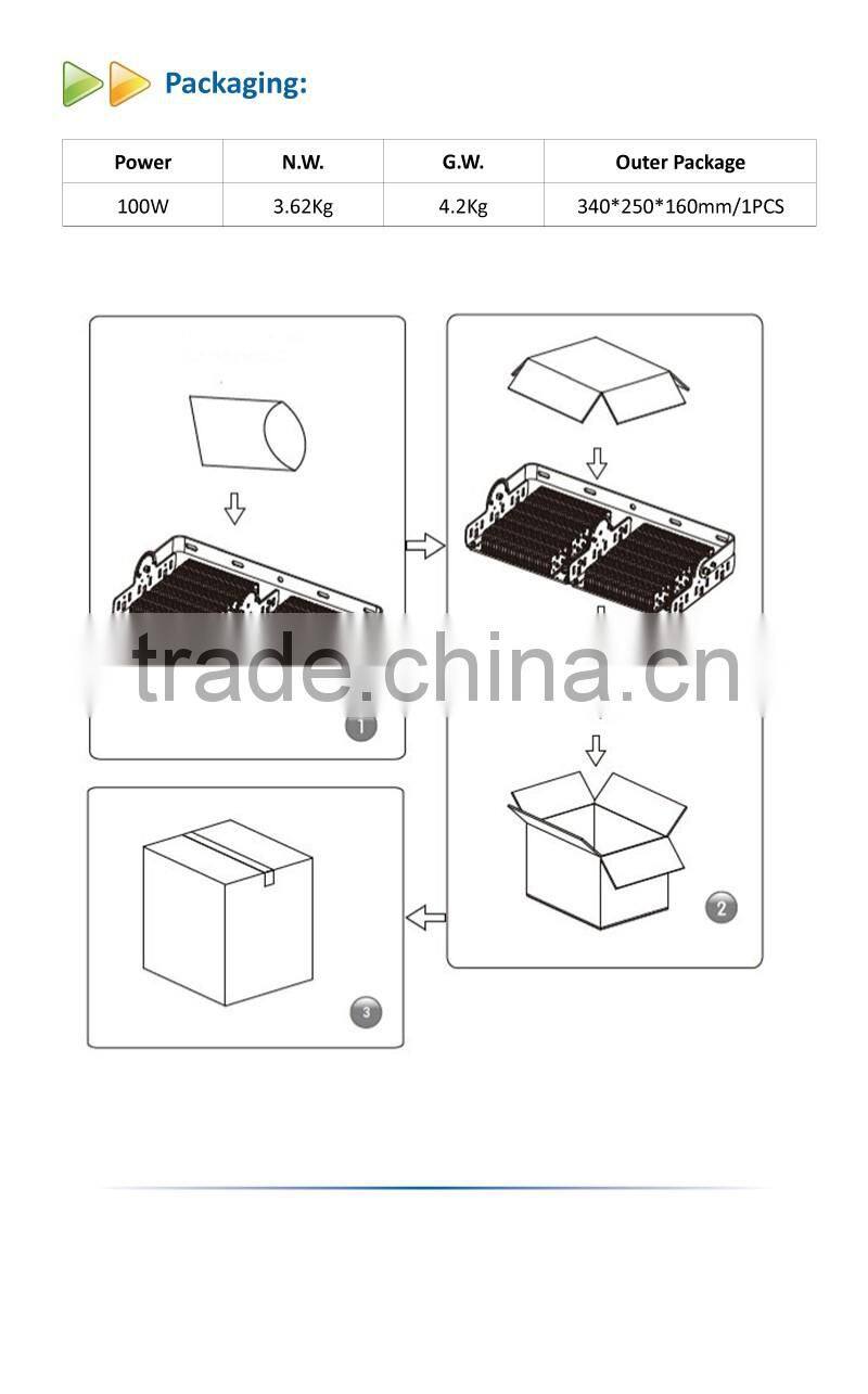 New arrival module outdoor lighting led tunnel light 100W with MeanWell driver