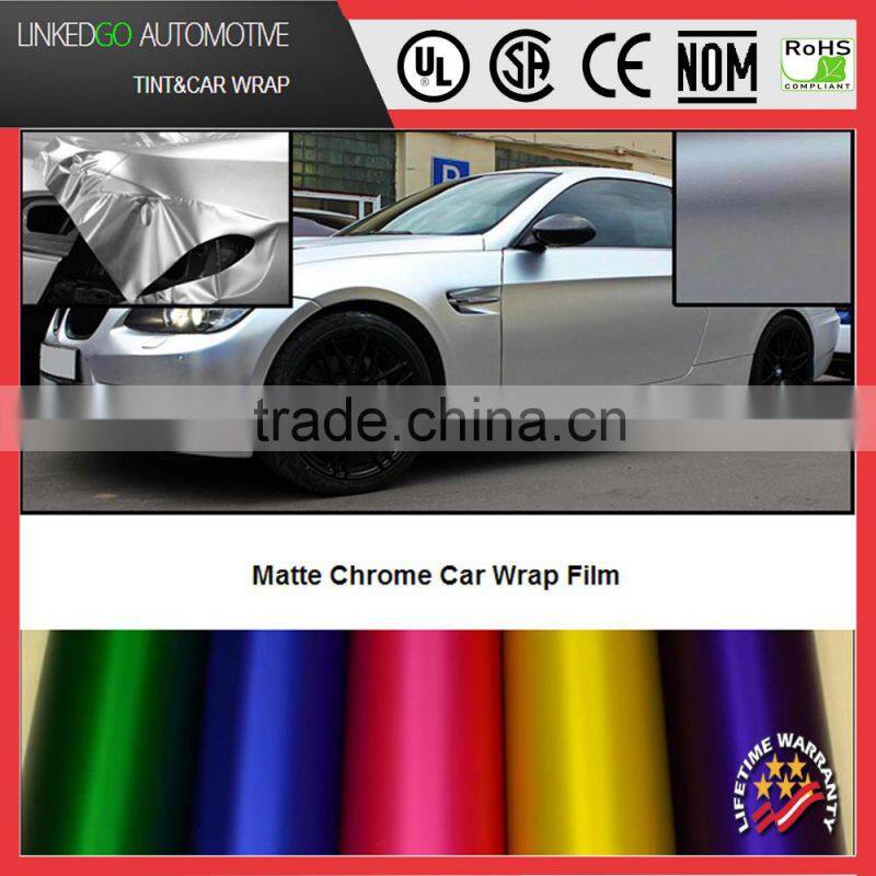 Metallic Pearl white Matte bubble free car wrap for stretchable Pearl white satin chrome vinyl sticker 1.52*20m