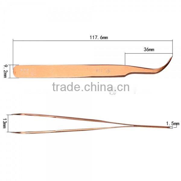 BST-158 Highly Precise Stainless Steel Curved Tweezers Yellow