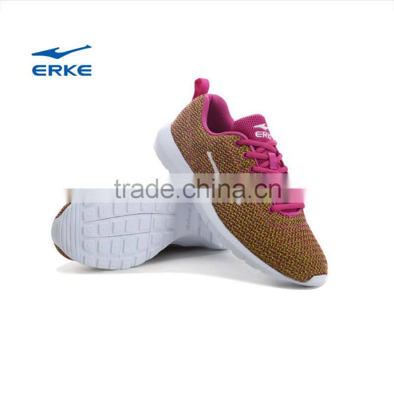 ERKE 2015 womens full fly knitted upper running shoes lightweight breathable sports shoes for girls lady's sneaker for wholesale