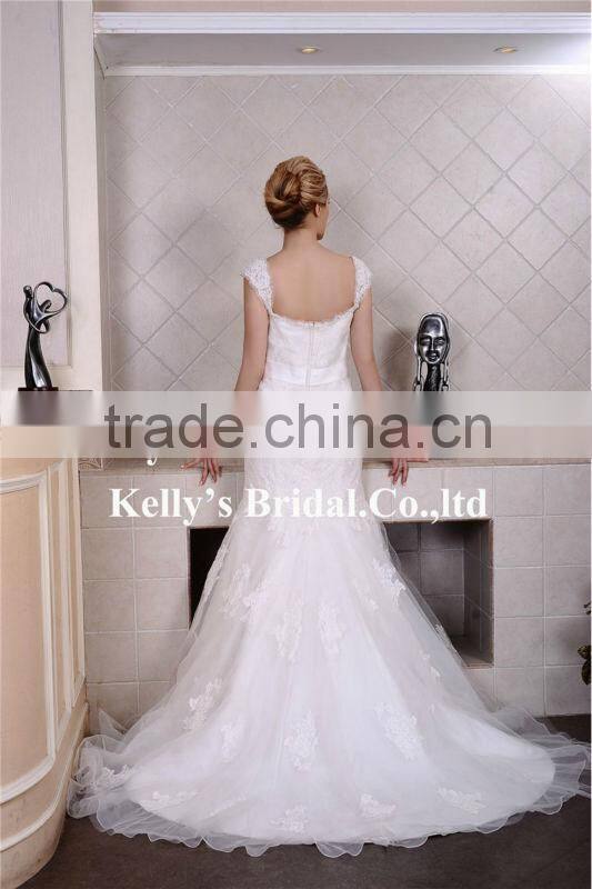 Appliqued lace & 2015 new arrival trumpet with belt western wedding bridesmaid dresses
