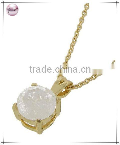 Gold Tone Lt. Green Cubic ZirconiaPendant Necklace