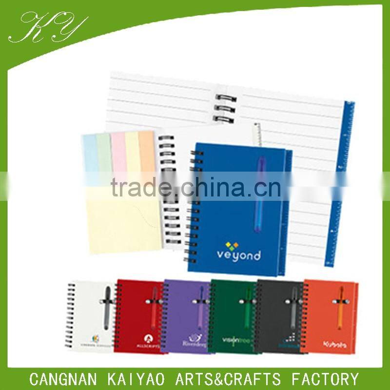 Popular school cheap pp cover notebook spiral sticky note set with pen