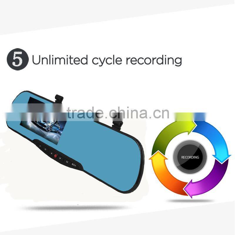Rear camera mirror car dvr with gps tracking system