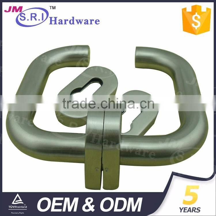 Modern simple stainless steel tube door handle with oval escutcheon