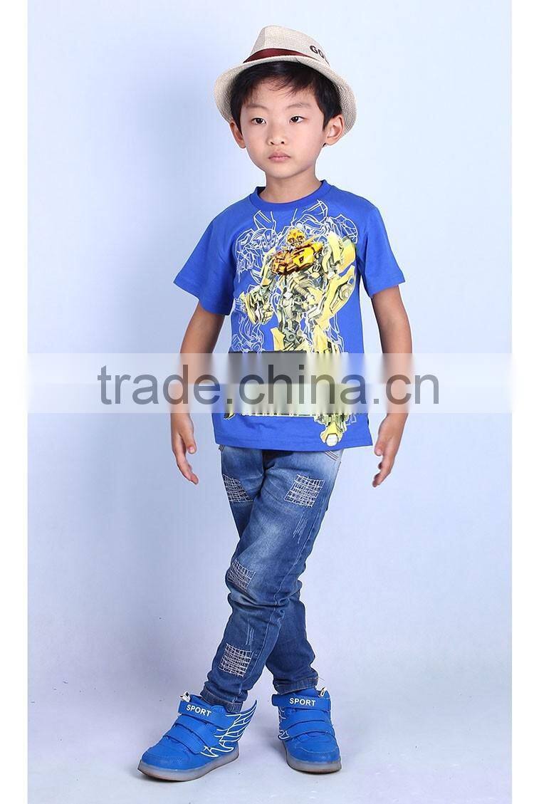 new 2016 latest design in store led flashing lights up boys bee t shirt with 100% cotton fabric and cartoon logo
