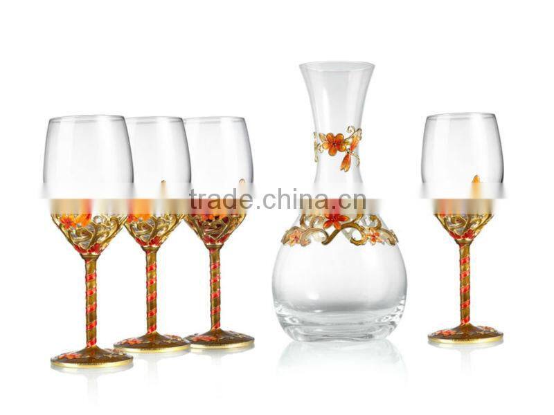 RORO Hearkening drangonfly enamel crystal glass big red wine glass