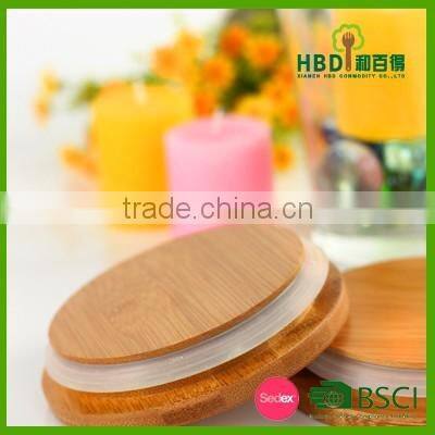 High quality bamboo lid for candle jar with silicone ring wholesale