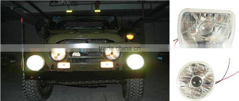 7 inch Round BMC CRYSTAL GLASS LED HALO RING Auto Halogen Semi Sealed Beam Auto Halogen Lamp H6014 H6024 H6012
