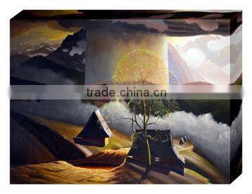 Hot! Retro seaside boat old color old oil painting style restaurant decorating supplies