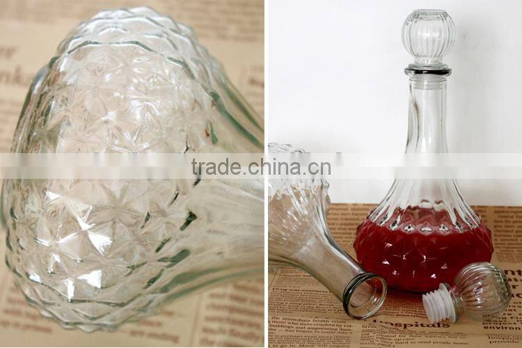 800ml diamond shaped glass jar for wine with lid