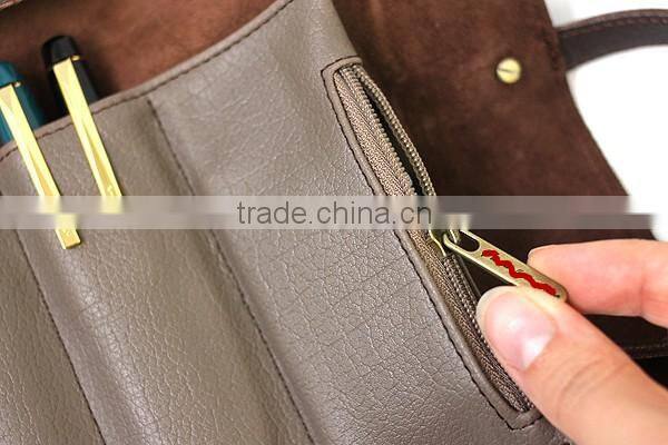 Boshiho small portable rolling leather pen pouch