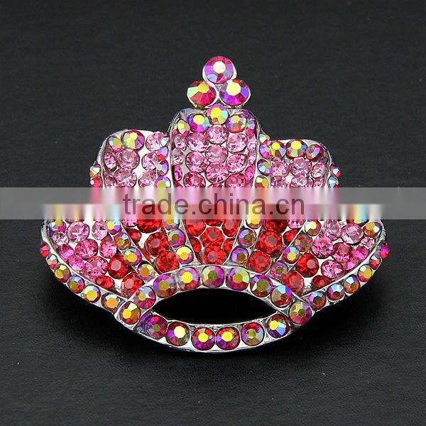 2015 fashion alloy vintage colorful rhinestone crown beautiful brooch