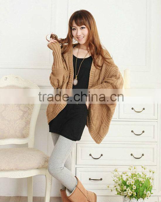 12STC0665 bat-wing sleeve womens knitted sweater poncho