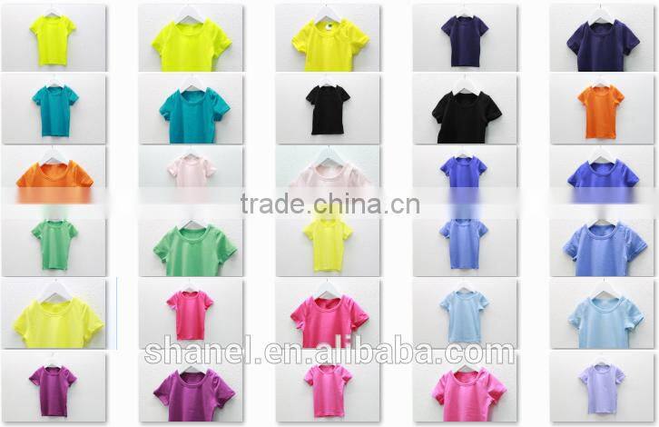 new design simple top cotton plain baby short sleeves t shirt