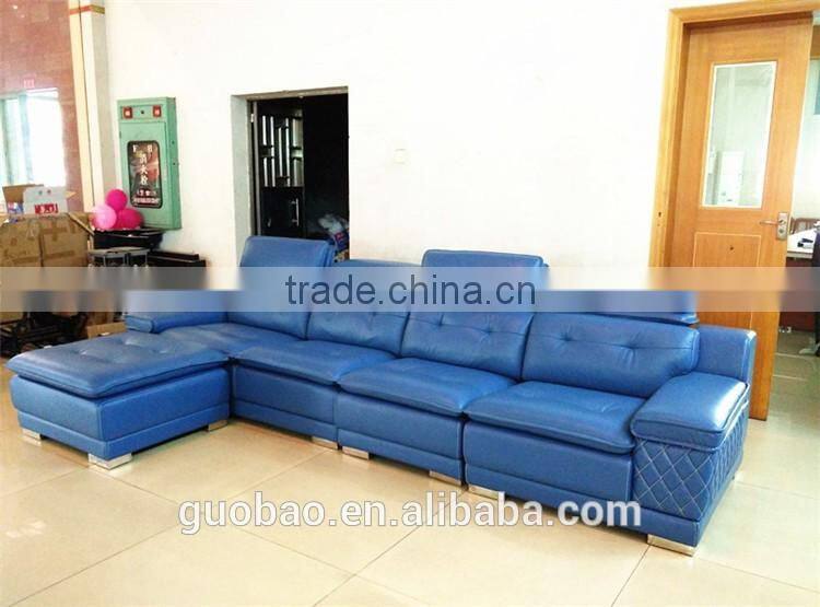 C2220 bule color real leather nice modern leisure furniture sofa for sale