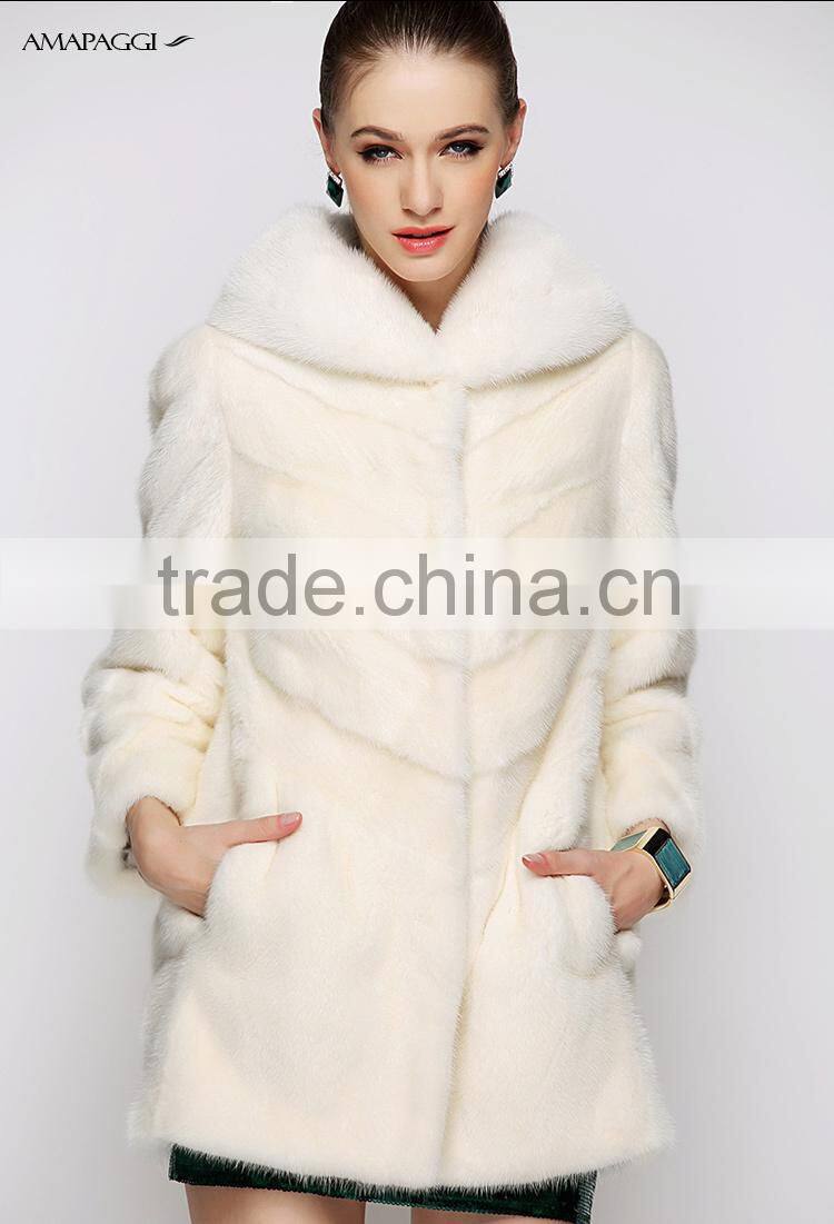 Factory diectly sale white mink fur coat wholesale