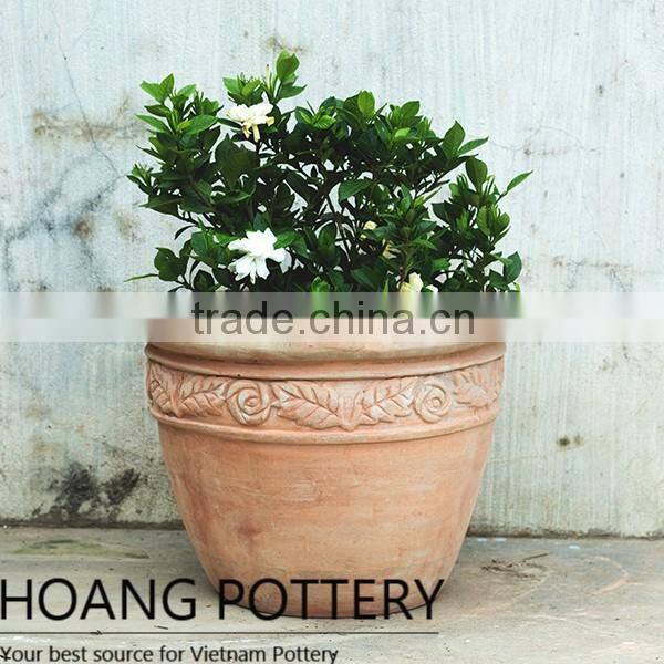 Pattern Red Clay Terracotta Flower Pot Garden Decor