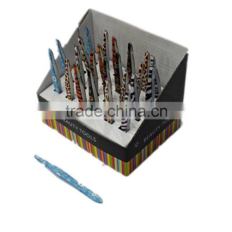 High end package eyebrow tweezers in plastic case