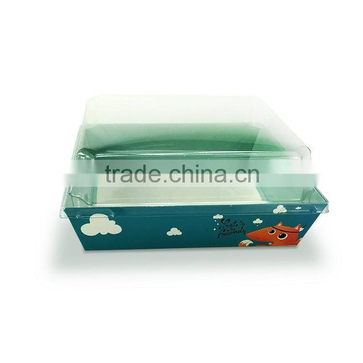 Custom disposable take away paper fish and chip boxes with clear lid