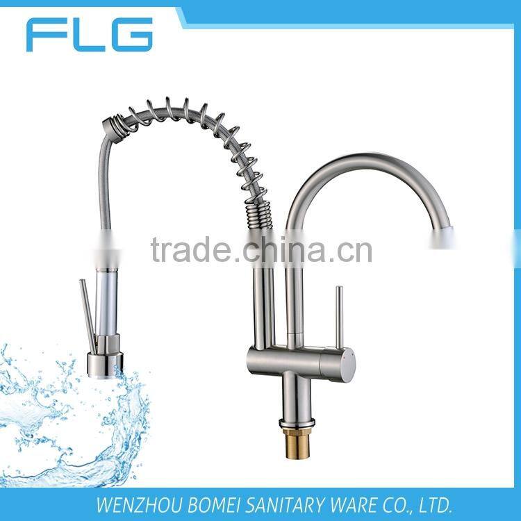Commercial Style Lead Free Nickel Brushed UPC Pull Down And Rotating Spout Combined In One Kitchen Sink Faucet Mixer Tap FLG3763